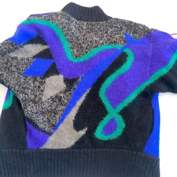 Vintage 1980s funky abstract sweater mohair blend - Picture 4 of 6